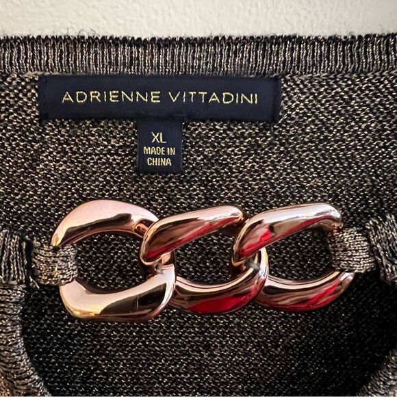 Rose Gold ADRIENNE VITTADINI Elbow Sleeve Dolman Sweater w/Chainlink Keyhole XL - Picture 2 of 12